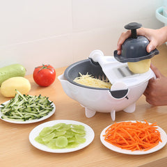 Rotate Vegetable Cutter 9 in 1 Multifunction Vegetable Slicer with Drain Basket Portable Large Capacity Vegetables Chopper Sets Kitchen Tool Kitchen Accessories