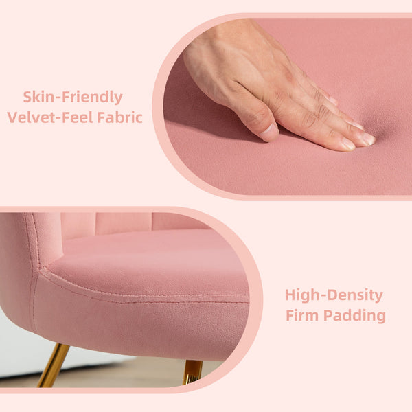Modern Armchair, Velvet Tufted Accent Chair with Lotus Backrest, Occasional Chair with Steel Legs for Living Room, Bedroom
