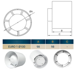 100mm In-Line Extractor Fan – Quiet Bathroom Ventilation Fan for Ducting – High Airflow 100 m³/h – IPX2 Rated ABS Housing – Ideal for Toilet, Kitchen, Home, Office & Commercial Use. Set by MYPURECORE