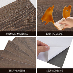 36pcs Self Adhesive Vinyl Flooring, 15X30cm Wood & & Stone Grain Effect Peel and Stick Floor Tiles, Waterproof Flooring Stickers for Home Office Bedroom Kitchen Living Room