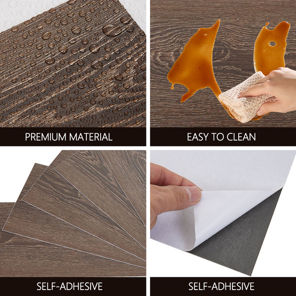 36pcs Self Adhesive Vinyl Flooring, 15X30cm Wood & & Stone Grain Effect Peel and Stick Floor Tiles, Waterproof Flooring Stickers for Home Office Bedroom Kitchen Living Room