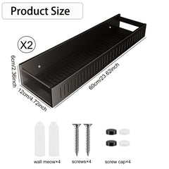 2pcs Large Capacity No-Drill/Screw Shower Shelf - Heavy-Duty SUS304 Stainless Wall-Mounted Bathroom Shelf with Hanging Rail System, Install Bath Storage Rack Suitable for Bathroom, Kitchen, Pantry (Black/Gray)