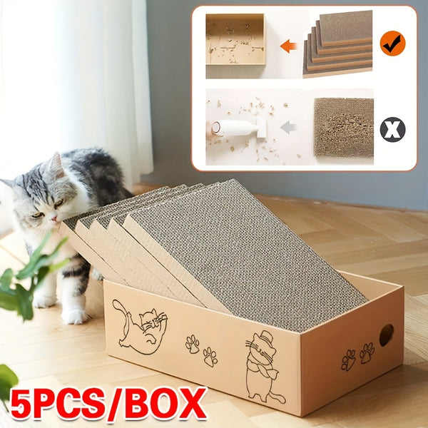 5pcs Cat Box Scratcher Scratching Board Pad Heavy Duty Corrugated Cardboard Kitten