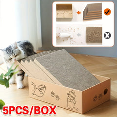 5pcs Cat Box Scratcher Scratching Board Pad Heavy Duty Corrugated Cardboard Kitten