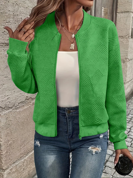Solid Color Casual Zip-Up Cardigan Jacket