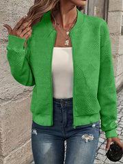Solid Color Casual Zip-Up Cardigan Jacket
