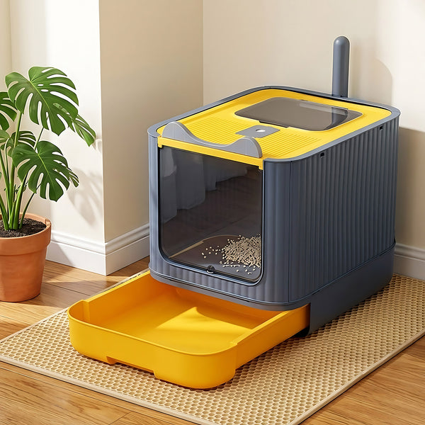 Cat Litter Box, Plastic Pet Toilet, Removable Litter Box, Large Cat Litter Box Hooded Litter Tray Drawer, UV Sterilization and Deodorization, Provide Your Cat with A Comfortable Place