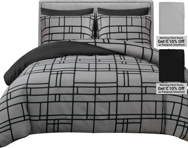 Pamposh Double Duvet Set Premium Brushed Microfiber Duvet Cover Double Ultrasoft Hypoallergenic Duvet Double Cover Set Non Iron Luxury Bedding Sets with Zipper Closure
