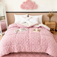 Luxury Taffeta Comforter Thick Warm Comforter, Heavy Warm Winter Comforter Core, Modern Ultra Soft Thick Weighted Blanket All Season Fluffy Fleece Quilt Beddin, Ideal Bedding Gifts for Christmas Mother's Day Valentine's Day Festival, Single Double King Su