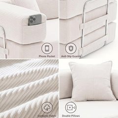 Foldable Sofa Bed 200cm Wide XXL Bed, Modular Floor Sofa, Corduroy Cloud Sofa With Metal Frame, 3-seater Guest Bed, Foldable, Non-slip, Washable ( 200cm (3-seater))