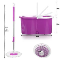 360° Spin Mop and Bucket Set with Wringer, Easy Wring Floor Cleaning Mop with 2 Reusable Microfiber Head for Household Living Room Bedroom Bathroom Toilet