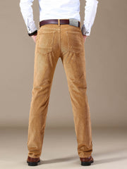 Men's Four-Season Corduroy Slim Fit Straight-Leg Casual Trousers