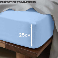 1pc 25cm Extra Deep Fitted Sheet – Solid Color Hotel-Quality Bedsheet, Ultra-Soft & Brushed Microfiber Bedding Sheet, Machine Washable, Single, Double, King, & Super King Sizes Available