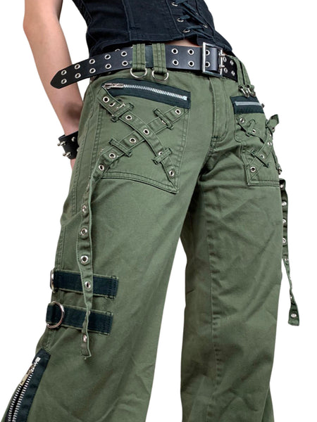 Women Gothic Cargo Pants Loose Low Waist Trousers Wide Leg Baggy Jeans Harajuku Streetwear Punk