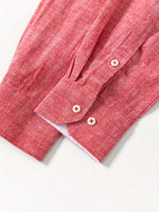 Linen Men'S Casual Shirt Long Sleeve Linen Solid Color Breathable Fashion Men'S Top Blouse Retro Open Front with Pockets