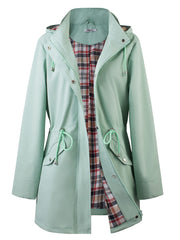 Drawstring Waist Hooded Zip Up Coat, Casual Long Sleeve Coat for Fall & Winter, Women's Clothing