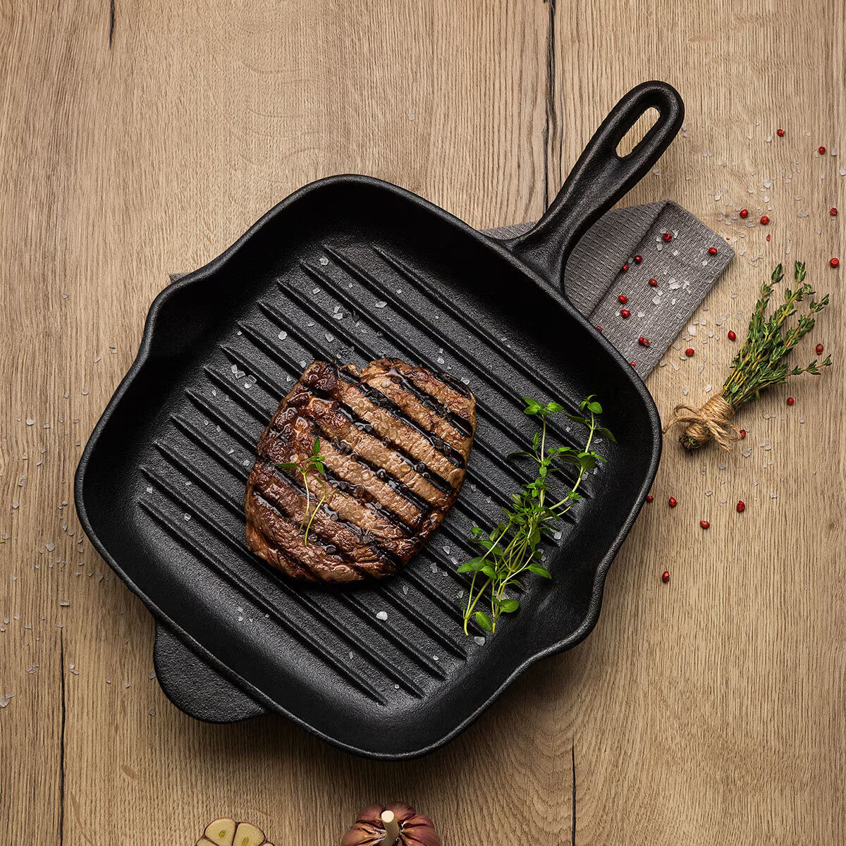Tramontina Cast Iron Square Griddle Pan, 27Cm