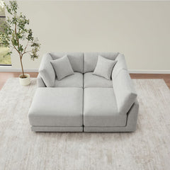 Aiden & Ivy Dayna Grey Fabric 4 Piece Modular Sofa