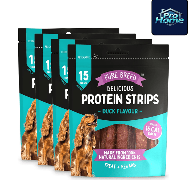 Delicious Protein Strips Duck Flavour, Duck Strips for Dogs & Puppies, High Protein Dog Treats, Chewy Training Snacks, Easily Digestible in Resealable Pack
