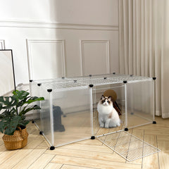 Roofed Cat Playpen System, 12/16/18 Panel Choices, Transparent Cat Enclosure with Top, Complete Kitty Condo with Top Cover, Escape-Proof Indoor Sanctuary, Top Cover Included for Small/Medium Dogs Indoor Protection & Security, Ideal for Indoor Training, Li