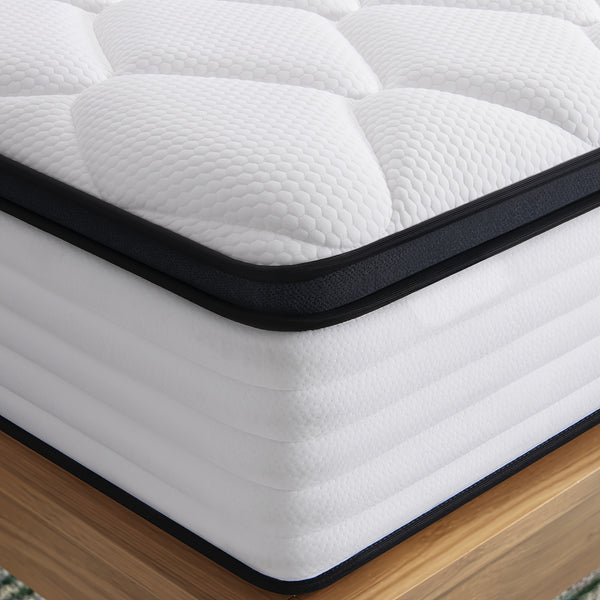 22cm&25cm Memory Foam Hybrid Mattress, No-Noise Innerspring & Pocket Springs For Cooling Comfort, Single, Small Double, Double, King Sizes, Mattress In A Box