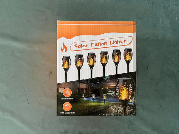 Geemoo 6 Pack Solar Flickering Dancing Flame Lights Waterproof Solar Torch Lights for Outdoor Garden Patio Pathway Yard Driveway Halloween Decorative
