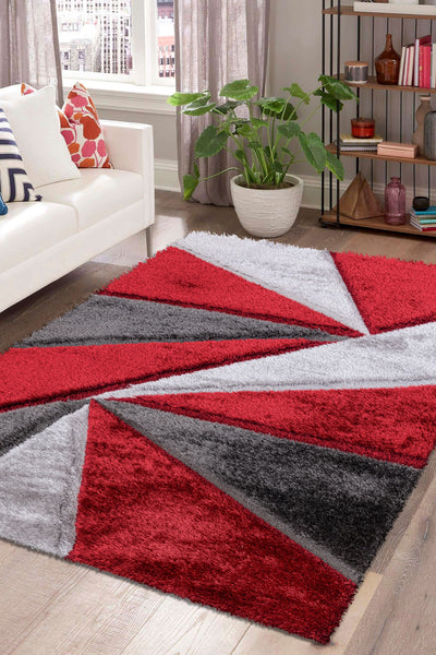 Luxury Soft Shaggy Area Rug – Modern Non-Shedding Geometric Triangles Design, High-Pile Plush Living Room Carpets, Large Thick Rug for Bedroom, Kitchen, Lounge & Home Décor – Contemporary Floor Rug & Mats