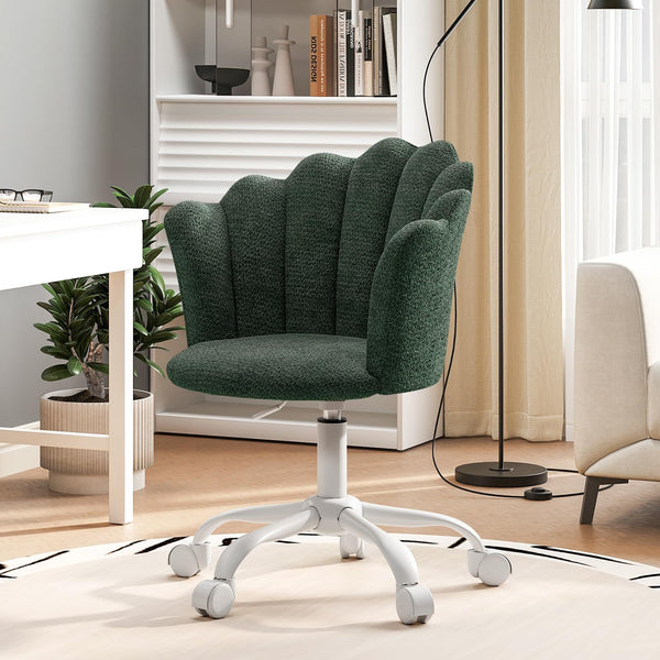 Shell-shaped Office Chair,Adjustable Chenille Swivel Chair,Soft and Flexible, Suitable for Bedrooms, Offices and Studies.