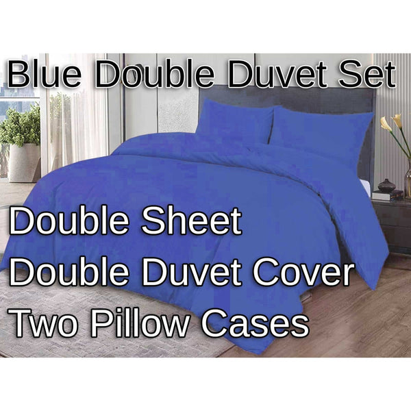4pcs Royal Blue Double Duvet Set 2 Pillow Cases 1 Double Sheet 1 Double Duvet Cover