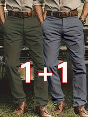 [Tongtongbang Selection OBM] 2pcs Set of Stretch Men'S Chino Pants, Light Business Semi-Formal Casual Straight Trousers