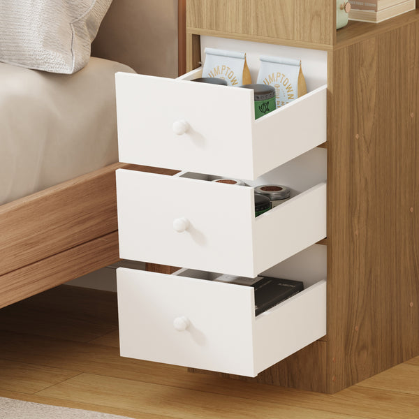 3-Drawer Bedroom Nightstand, 25cm Narrow Side Cabinet, Suitable for Small Spaces such as Bedrooms and Living Rooms, Space-Saving Design with Classic Style, Engineered Wood Top, Manufactured Wood Base, Perfect for Modern Homes, Bedroom Nightstand