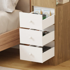 3-Drawer Bedroom Nightstand, 25cm Narrow Side Cabinet, Suitable for Small Spaces such as Bedrooms and Living Rooms, Space-Saving Design with Classic Style, Engineered Wood Top, Manufactured Wood Base, Perfect for Modern Homes, Bedroom Nightstand