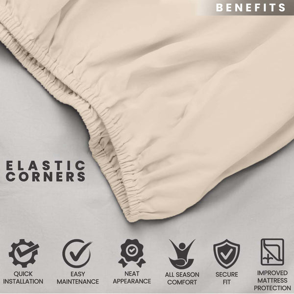 1pc 25cm Extra Deep Fitted Sheet – Solid Color Hotel-Quality Bedsheet, Ultra-Soft & Brushed Microfiber Bedding Sheet, Machine Washable, Single, Double, King, & Super King Sizes Available