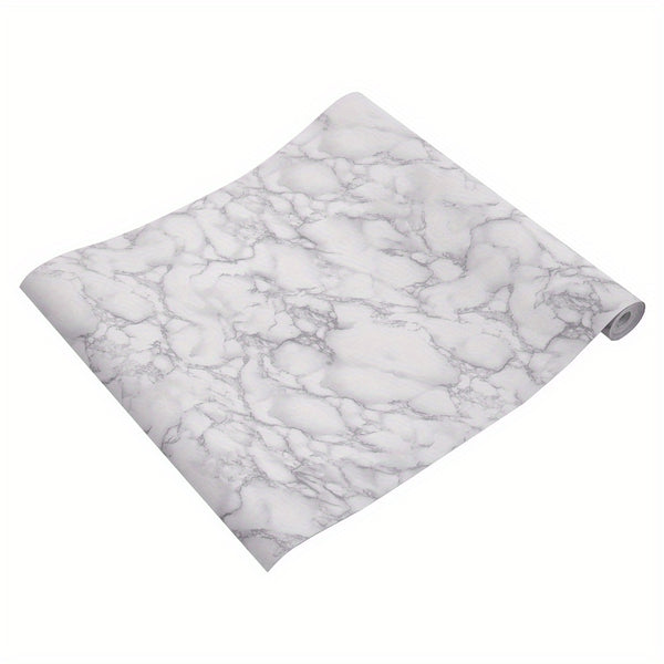 10M Self Adhesive Grey White Marble Effect Vinyl Wrap Film for Kitchen Worktops Wall Floor Sticker