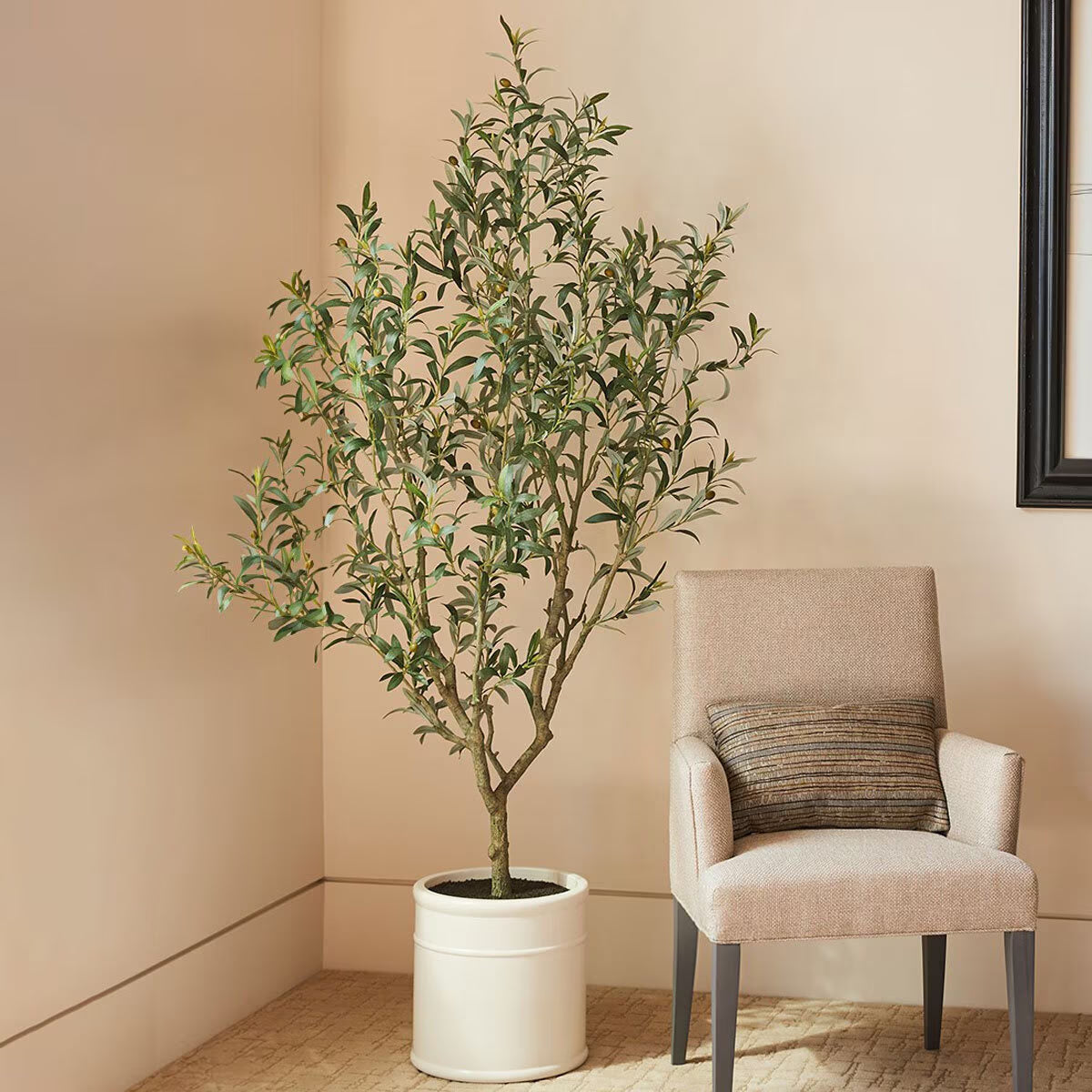 Artificial 6.5Ft Olive Tree in French Crock Planter