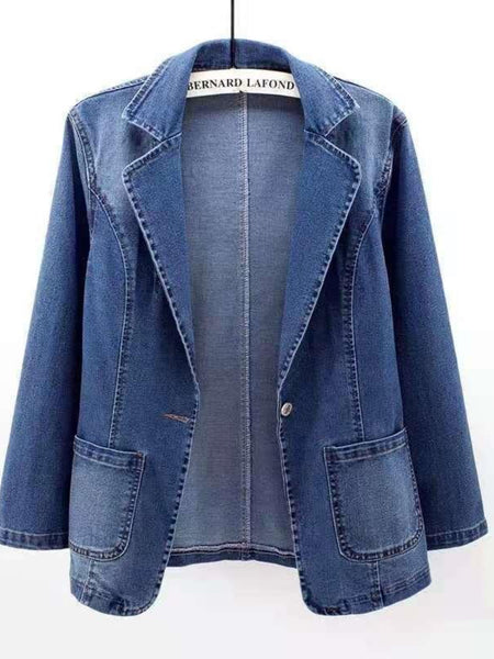 Summer Women's Clothing | Women's Denim Blazer Jacket, Slim Fit Single - Button, Trendy Jean Suit Coat, Stylish Summer Outerwearwomens Summer Clothing