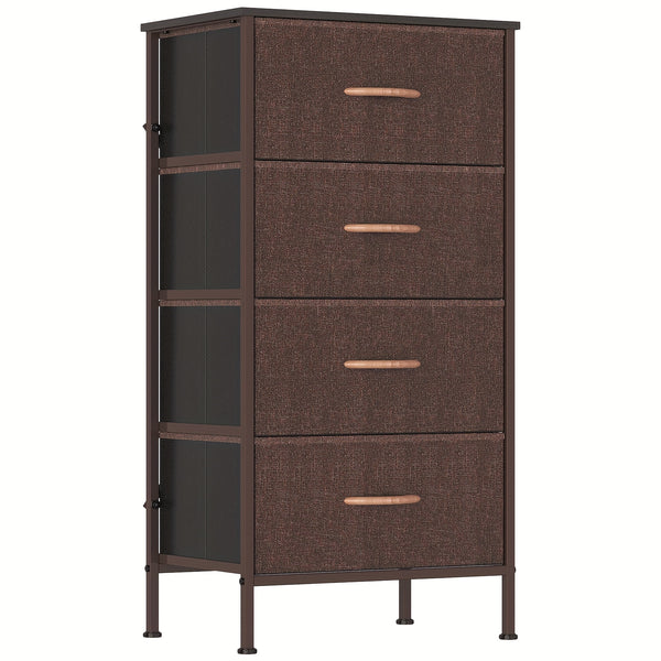 4-Drawer Chest Of Drawers with Metal Frame & MDF Wooden Top, Adjustable Feet, Anti-Tip Safety, Spacious Storage Unit for Bedroom Or Living Room (45x30x91cm/ 17.7x11.8x35.8inch)
