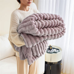 Luxurious Faux Rabbit Fur Throw Blanket - Ultra-Soft & Warm All-Season Luxury Blanket, Double-Sided Plush Fur for Couch, Bed, Travel, Office - Machine Washable, Elegant Home Decor Gift for Valentine'S Day, Housewarming, Birthday