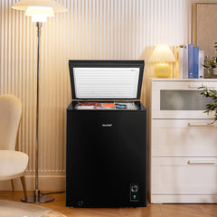 Midea Comfee 99L Multi-Functional Freestanding Chest Freezer: Perfect for Daily Use, with Freezer/Refrigeration Switch, 38dB Quiet Inverter Compressor, 4 Star Freezer Rating, Ideal for Homes & Outbuildings – Black [Energy Class E]