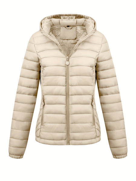 Women's Autumn/Winter Simple Lightweight Hooded Commuter Padded Coat with Pockets