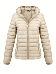 Women's Autumn/Winter Simple Lightweight Hooded Commuter Padded Coat with Pockets