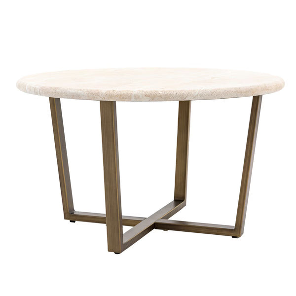 Gallery Moderna White Faux Travertine Coffee Table