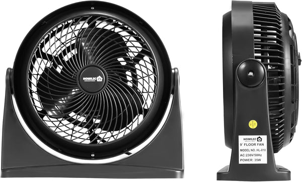 Powerful Turbo Desk Fan – 90° Adjustable Tilt Air Circulator Fan, Ultra-Quiet 3-Speed Table & Wall Mountable Fan for Bedroom, Home, Office (Black)