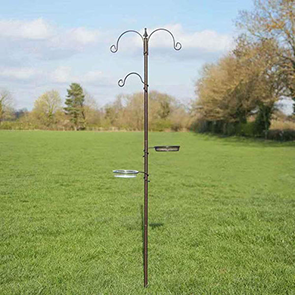 Bird Feeding Station with 3 Brackets | Includes Water & Mesh Dish | Stylish Garden Bird Feeder Stand