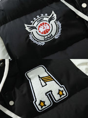 Men'S American-Style Embroidered Hoodie Jacket for Couples, Thickened for Autumn And Winter, Baseball Coat