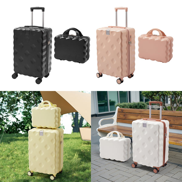 2pcs Luggage Set Cabin Suitcase, Lightweight Luggage Hard Shell Travel Trolley Case, Travel Suitcase Sets with Cup Holder and Hook, Carry on Hand Cabin Luggage with Beauty Case