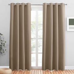 PONY DANCE Grey Blackout Thermal Insulated Curtains for Bedroom, 46 X 54 Inch Short Eyelet Curtains & Drapes, Soft Black Out 2 Panels for Window Living Room/Kitchen