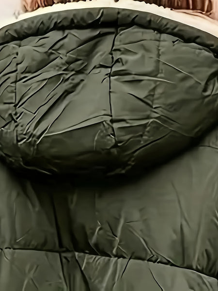 Winter New Women's Double-Sided Raglan Sleeve Hooded Jacket, Outdoor Street Style Casual Autumn Winter Long Warm Windproof Fashion Solid Color Slim Long Sleeve Padded Coat