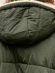 Winter New Women's Double-Sided Raglan Sleeve Hooded Jacket, Outdoor Street Style Casual Autumn Winter Long Warm Windproof Fashion Solid Color Slim Long Sleeve Padded Coat