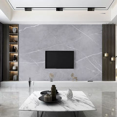 300CM x 60CM, 3D Marble Wall Tiles Roll, Self-Adhesive Foam Wall Stickers, Glossy Finish Grey Marble Effect Wallpaper Roll, PVC Marble Look Wall Tiles Stickers, Thickened Design, Living Room TV Backdrop Home Decoration Wall Panels, Peel and Stick, Easy to